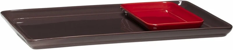 2 Plateaux rectangulaires en poudre de pierre rouge Amare - Hübsch