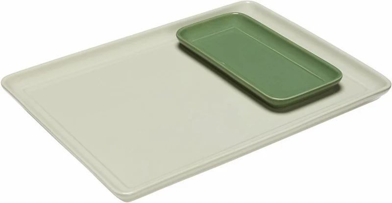 2 Plateaux rectangulaire en poudre de pierre vert Amare - Hübsch