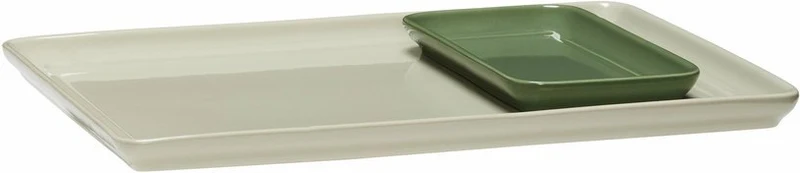 2 Plateaux rectangulaire en poudre de pierre vert Amare - Hübsch