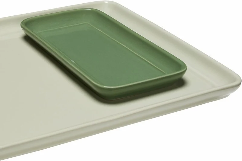 2 Plateaux rectangulaire en poudre de pierre vert Amare - Hübsch