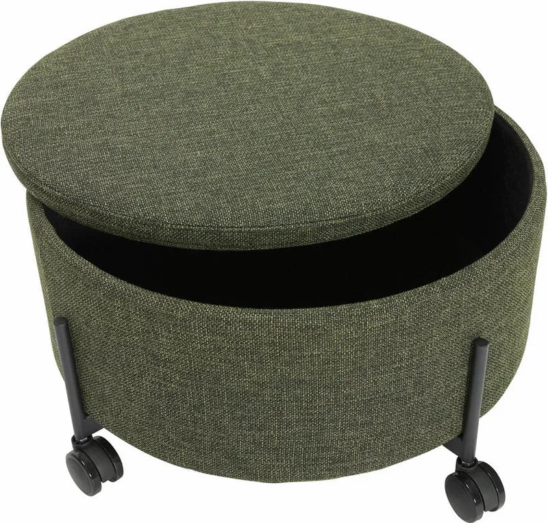 Pouf conteneur en tissu vert 66 cm - Hübsch