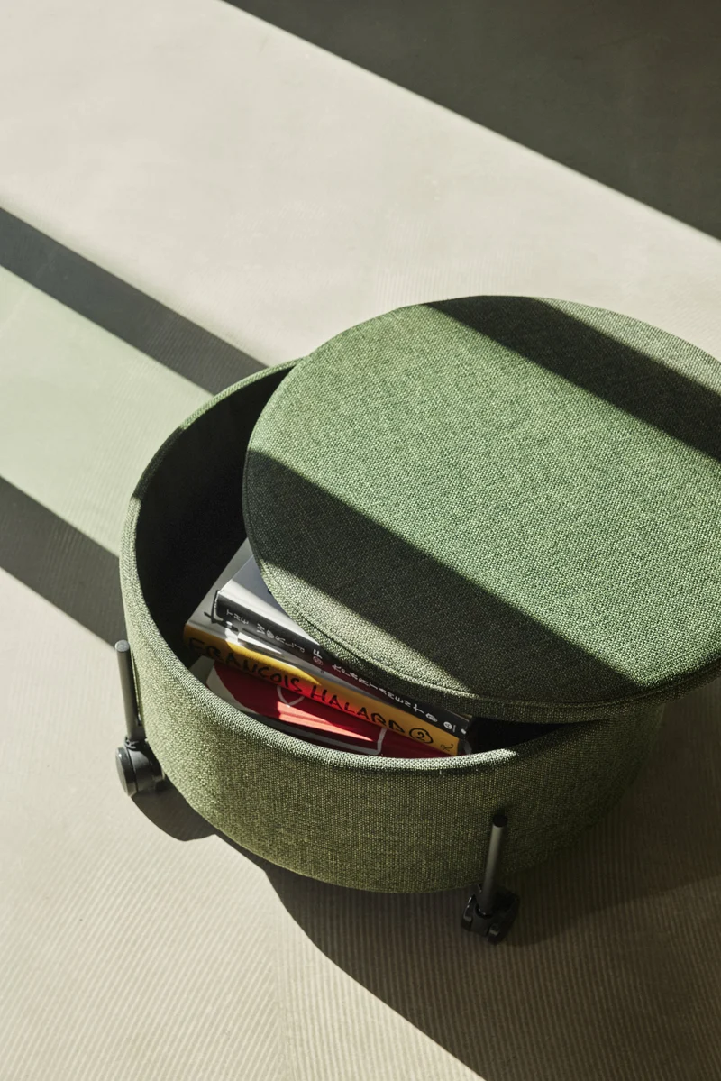 Pouf conteneur en tissu vert 66 cm - Hübsch