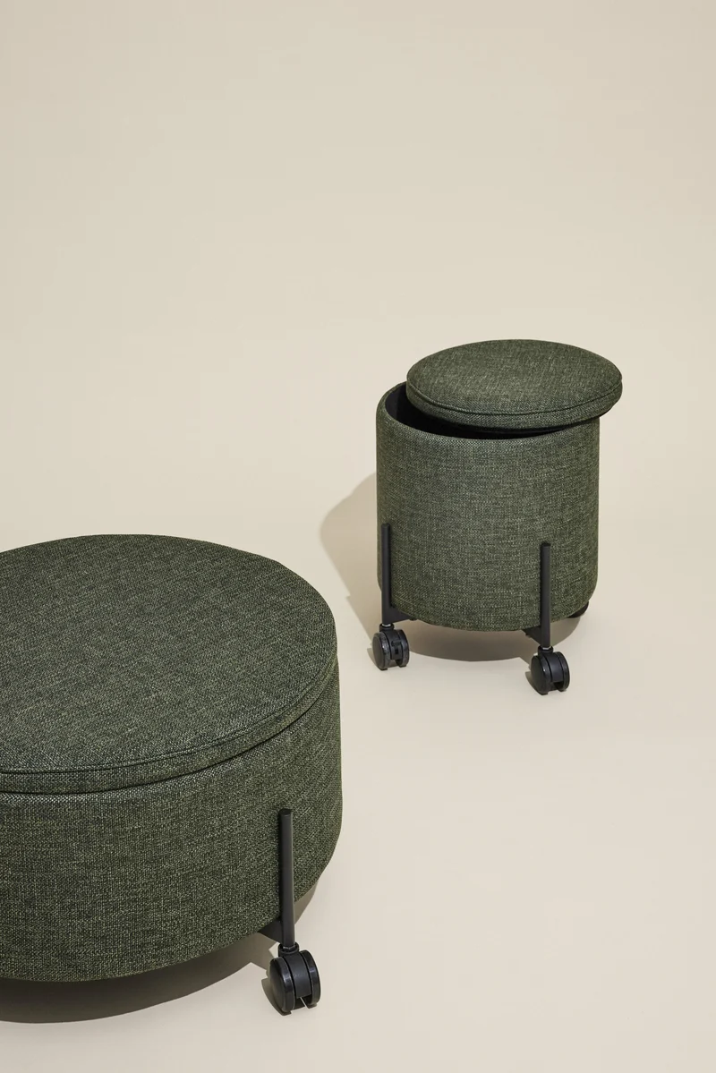 Pouf conteneur en tissu vert 66 cm - Hübsch