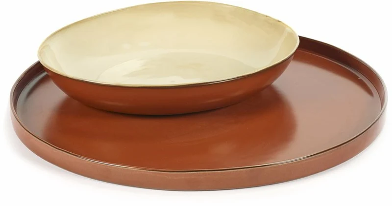 Plateau en grès rouille 46 cm - Serax