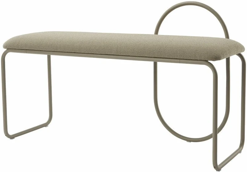 Banc en bouclé taupe 110 x 39 cm Angui - AYTM