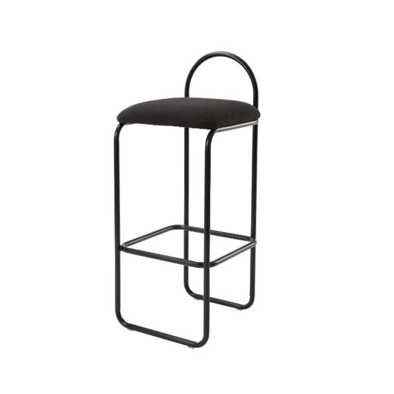 Chaise de bar en bouclé gris anthracite 37 x 39 x 82 cm Angui - AYTM