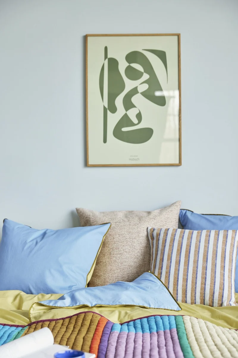 Coussin en coton bleu 50x50cm Pavillon - Hübsch