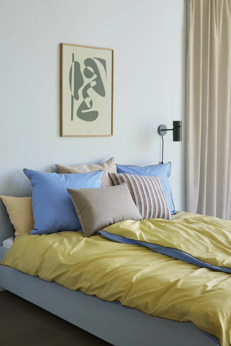 Coussin en coton bleu 50x50cm Pavillon - Hübsch