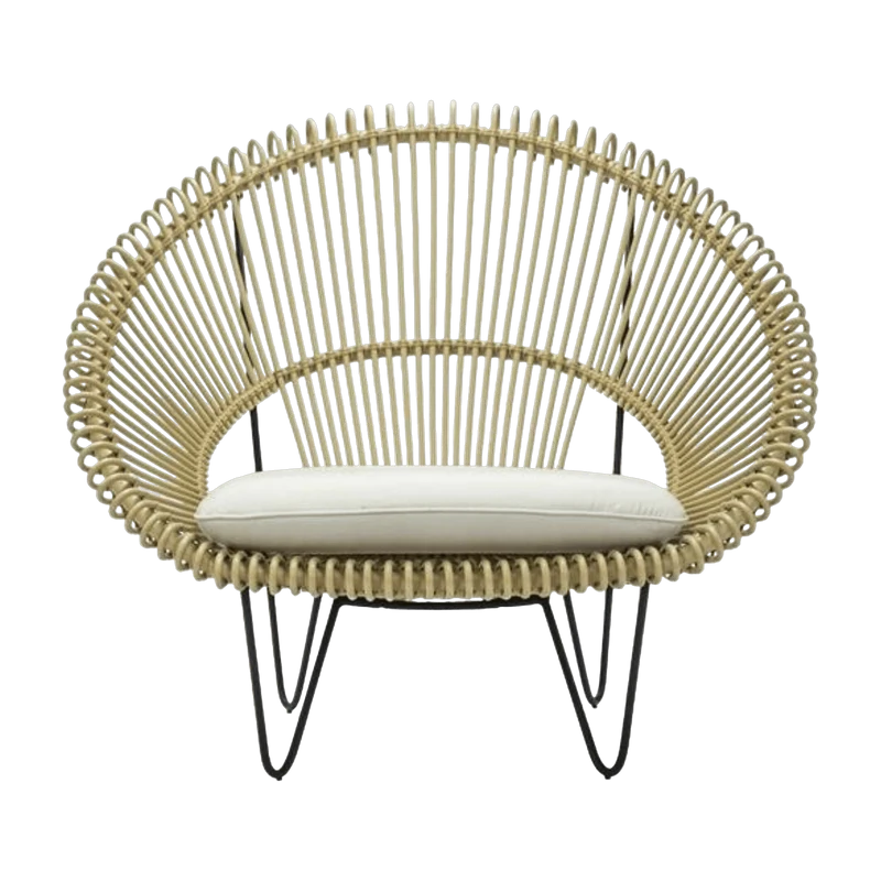 Fauteuil d'extérieur camel et coussin canvas Roy Cocoon - Vincent Sheppard