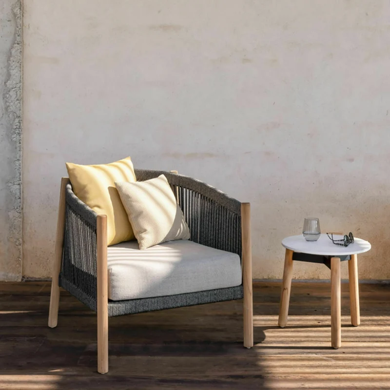 Fauteuil en teck et corde noir Lento - Vincent Sheppard