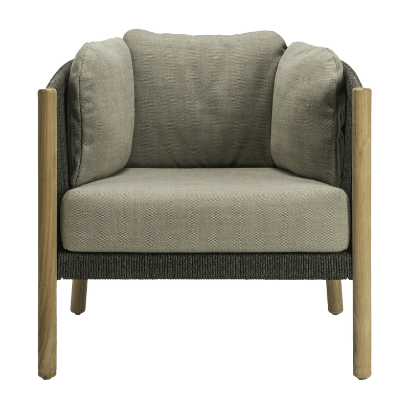 Fauteuil en corde noir et teck Lento Lounge - Vincent Sheppard