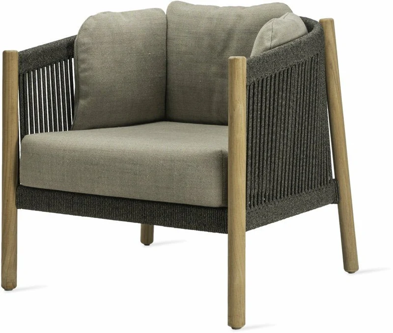Fauteuil en corde noir et teck Lento Lounge - Vincent Sheppard