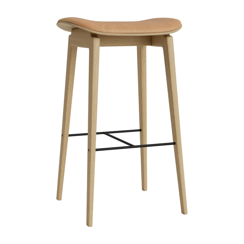 Tabouret de bar en chêne naturel et rembourrage camel 75 cm NY11 - NORR11