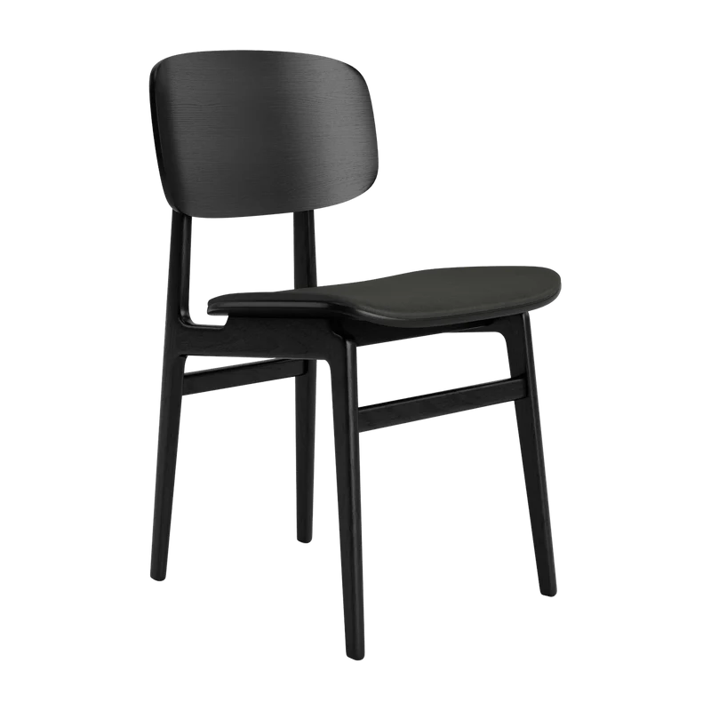 Chaise en chêne noir et rembourrage en cuir anthracite NY11 - NORR11