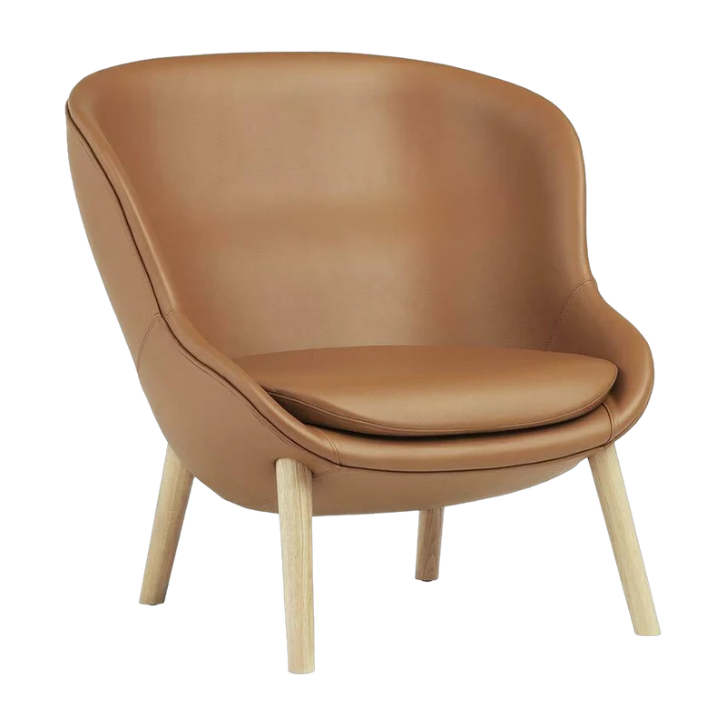 Fauteuil bas en chêne et cuir naturel Hyg - Normann Copenhagen