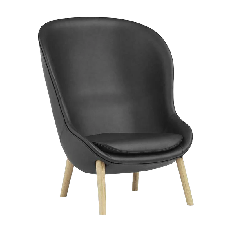 Fauteuil haut en chêne et cuir noir Hyg - Normann Copenhagen