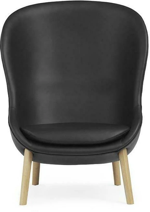 Fauteuil haut en chêne et cuir noir Hyg - Normann Copenhagen
