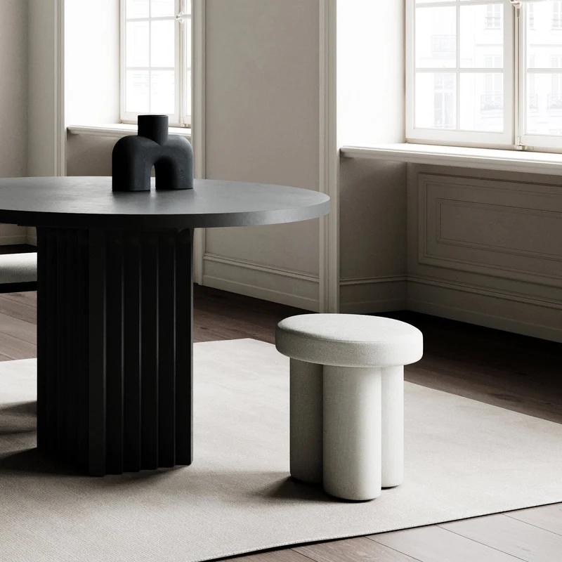 Tabouret en lin blanc Big Foot - 101 Copenhagen