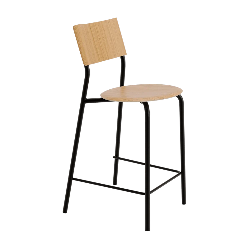 Chaise de bar en chêne et acier noir graphite 65 cm SSD - TIPTOE