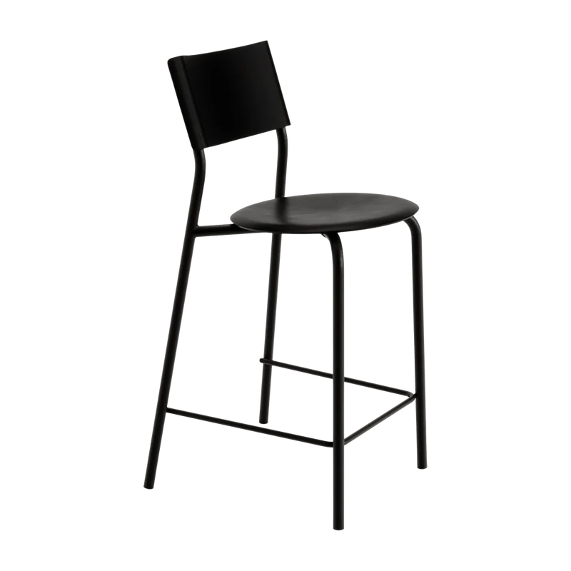 Chaise de bar en plastique recyclé noir graphite 65 cm SSD - TIPTOE