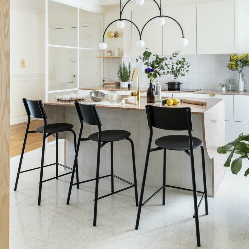 Chaise de bar en plastique recyclé noir graphite 65 cm SSD - TIPTOE