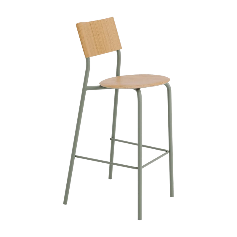 Chaise de bar en chêne et acier gris eucalyptus 75 cm SSD - TIPTOE