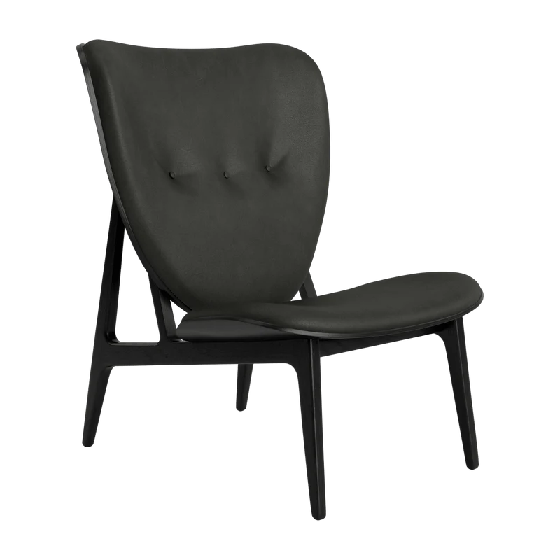 Fauteuil lounge en chêne noir avec rembourrage en cuir anthracite Elephant - NORR11