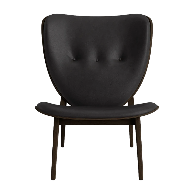 Fauteuil lounge en chêne fumé avec rembourrage en cuir anthracite Elephant - NORR11