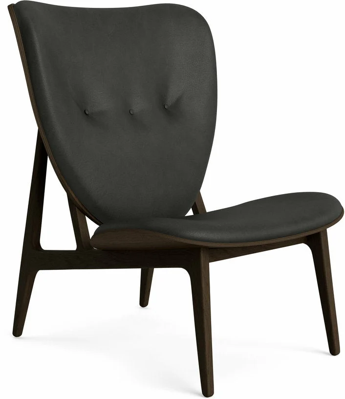Fauteuil lounge en chêne fumé avec rembourrage en cuir anthracite Elephant - NORR11