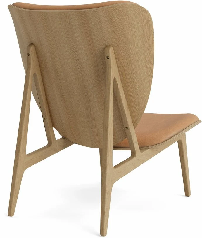 Fauteuil lounge en chêne naturel avec rembourrage en cuir camel Elephant - NORR11