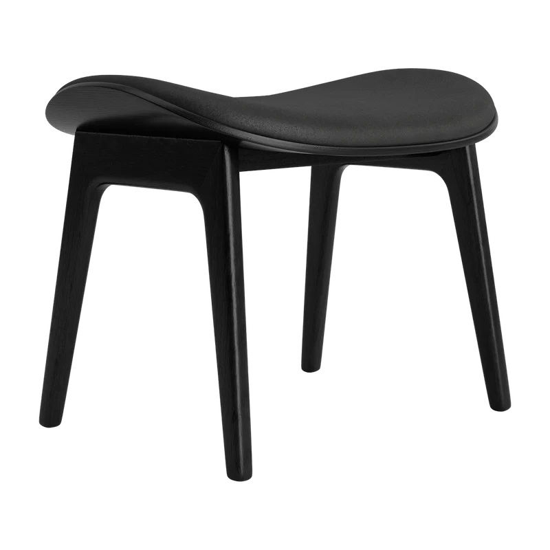 Tabouret lounge en chêne noir et rembourrage en cuir anthracite Elephant - NORR11