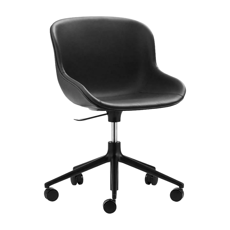 Chaise pivotante 5 roues en aluminium noir et cuir noir Hyg - Normann Copenhagen