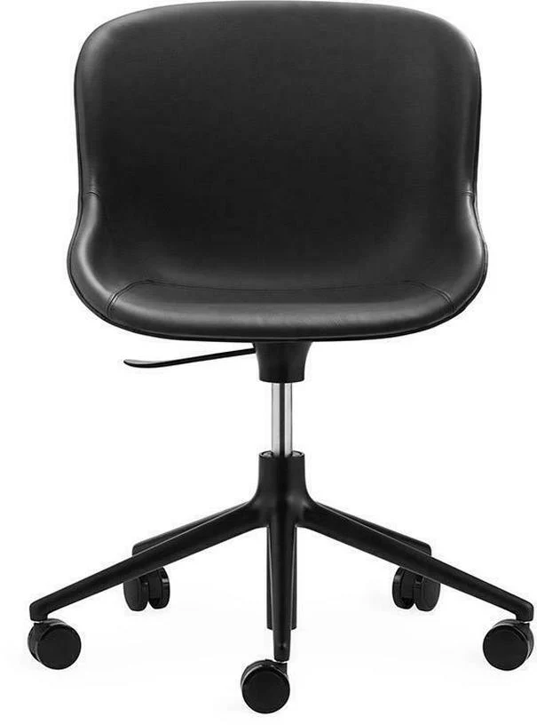 Chaise pivotante 5 roues en aluminium noir et cuir noir Hyg - Normann Copenhagen