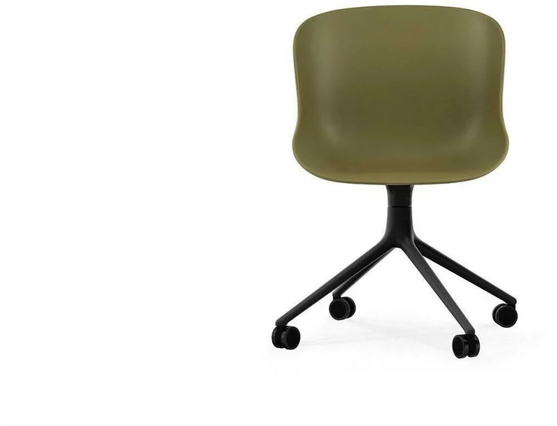Chaise pivotante 4 roues en aluminium noir et pp olive Hyg - Normann Copenhagen