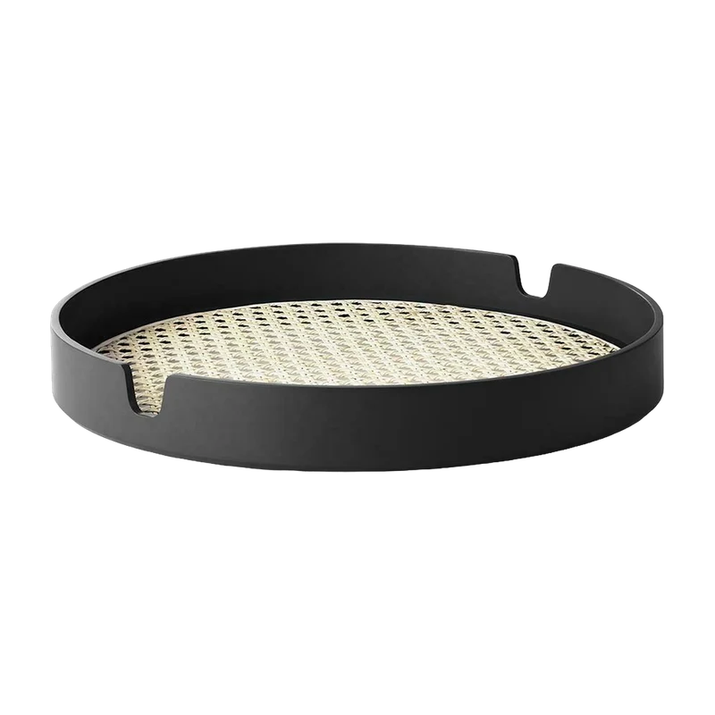 Plateau en bouleau et rotin noir 35 cm Salon - Normann Copenhagen