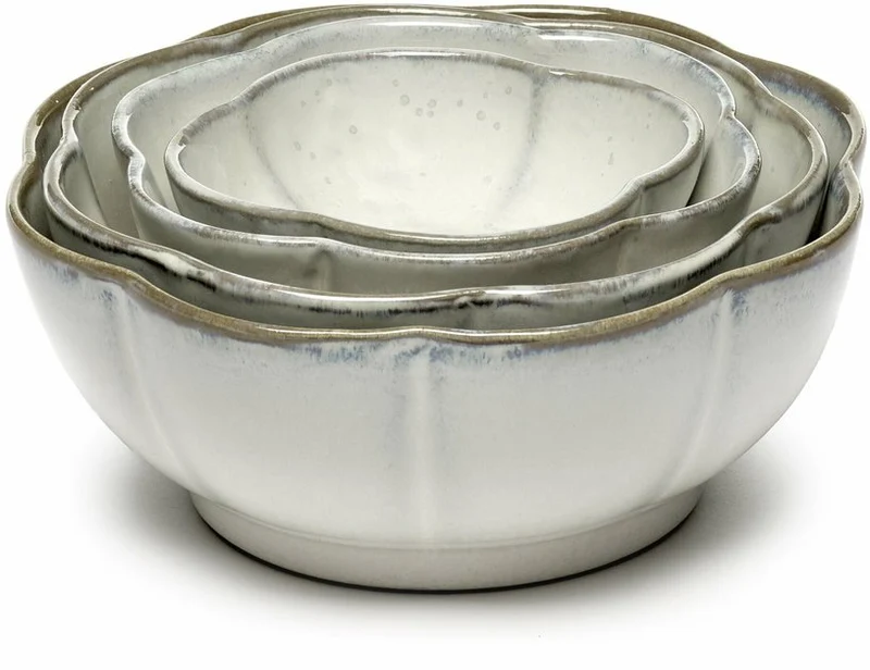 Bol en grès côtelé blanc 13 cm Inku - Serax