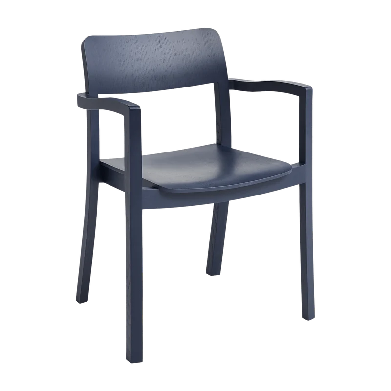 Chaise en frêne avec accoudoirs bleu nuit Pastis - Hay