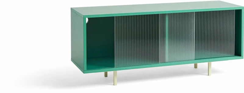 Buffet bas M en bois vert menthe avec portes vitrées - Hay