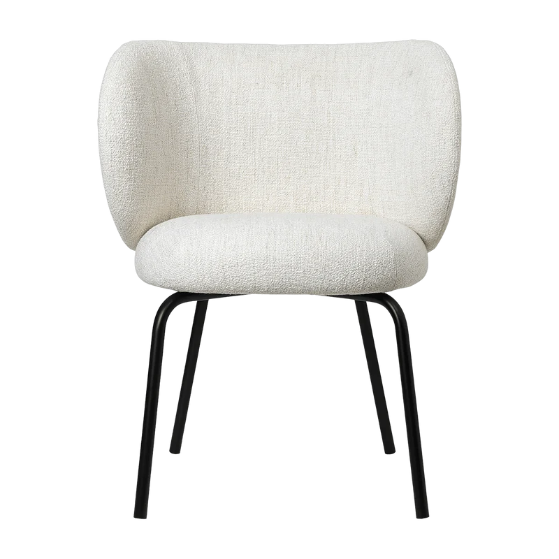 Chaise en tissu bouclé blanc sur pieds noirs 69 x 69 cm Rico - Ferm Living