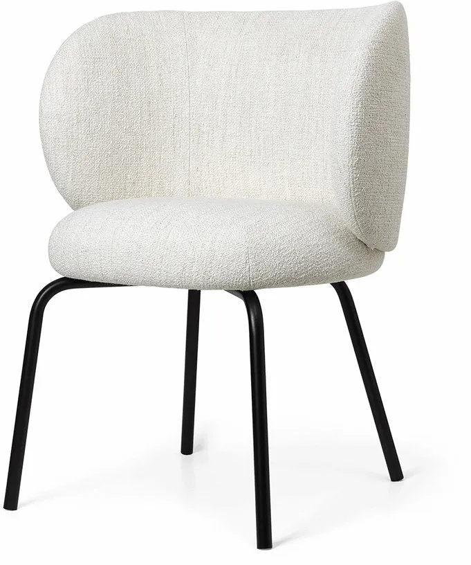 Chaise en tissu bouclé blanc sur pieds noirs 69 x 69 cm Rico - Ferm Living