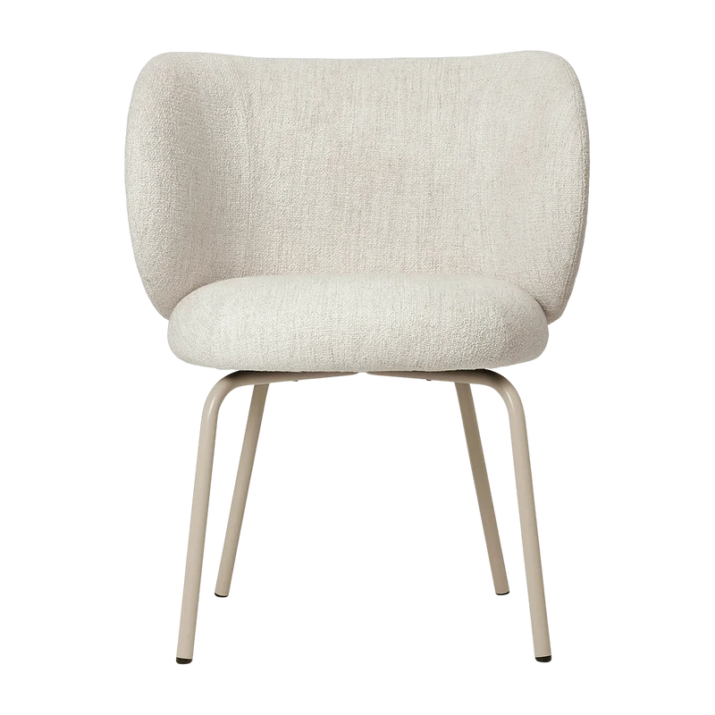Chaise en tissu bouclé blanc sur pieds beiges 69 x 69 cm Rico - Ferm Living