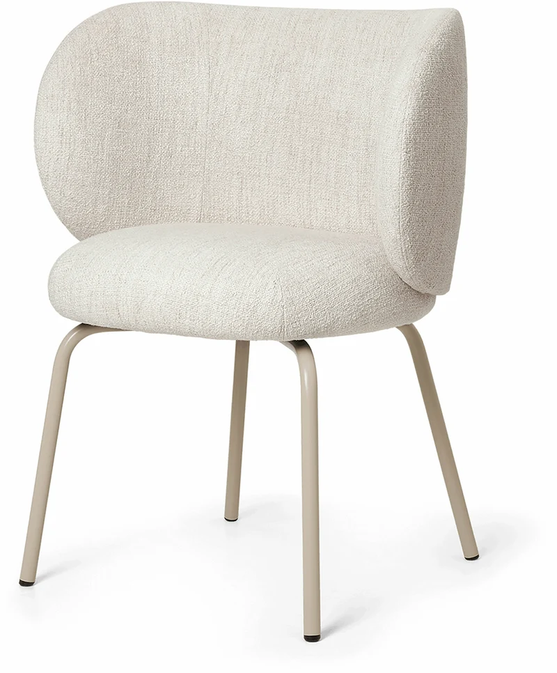Chaise en tissu bouclé blanc sur pieds beiges 69 x 69 cm Rico - Ferm Living