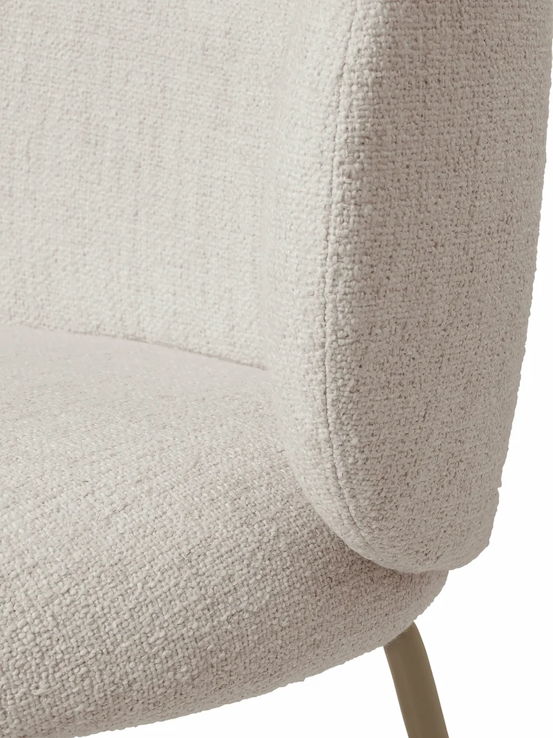 Chaise en tissu bouclé blanc sur pieds beiges 69 x 69 cm Rico - Ferm Living