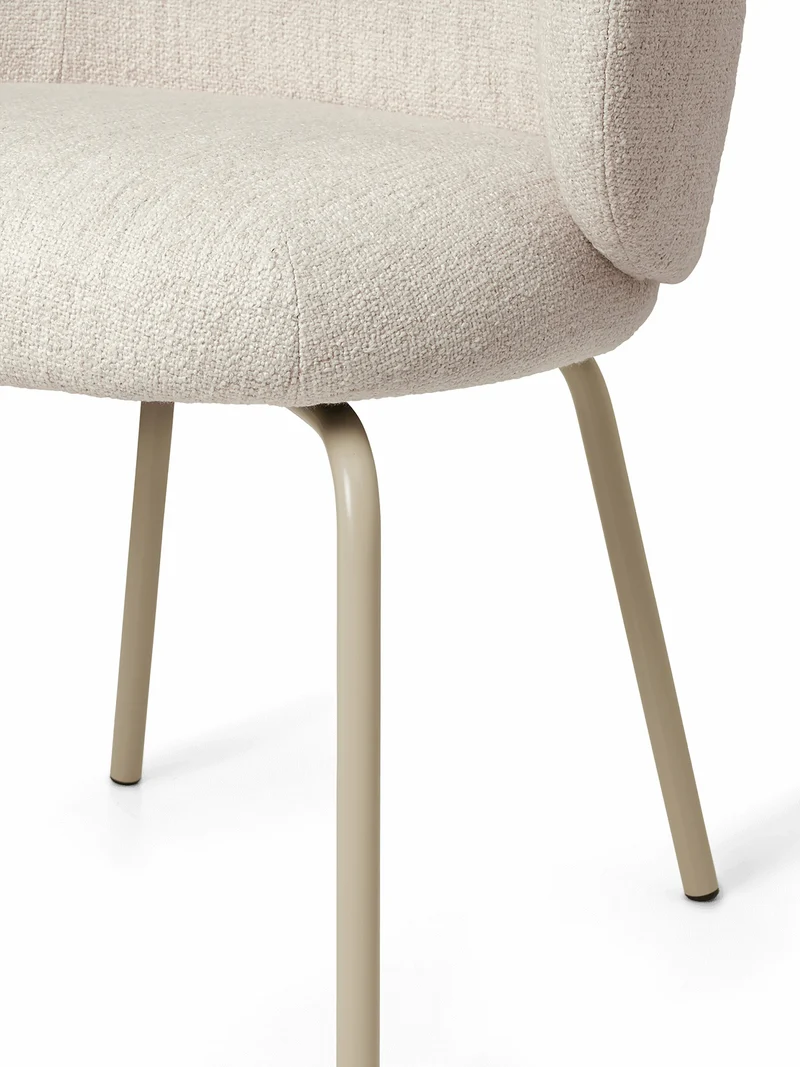 Chaise en tissu bouclé blanc sur pieds beiges 69 x 69 cm Rico - Ferm Living