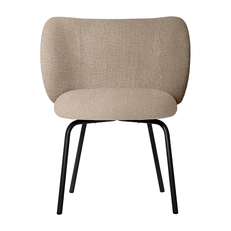 Chaise en tissu bouclé beige sur pieds noirs 69 x 69 cm Rico - Ferm Living