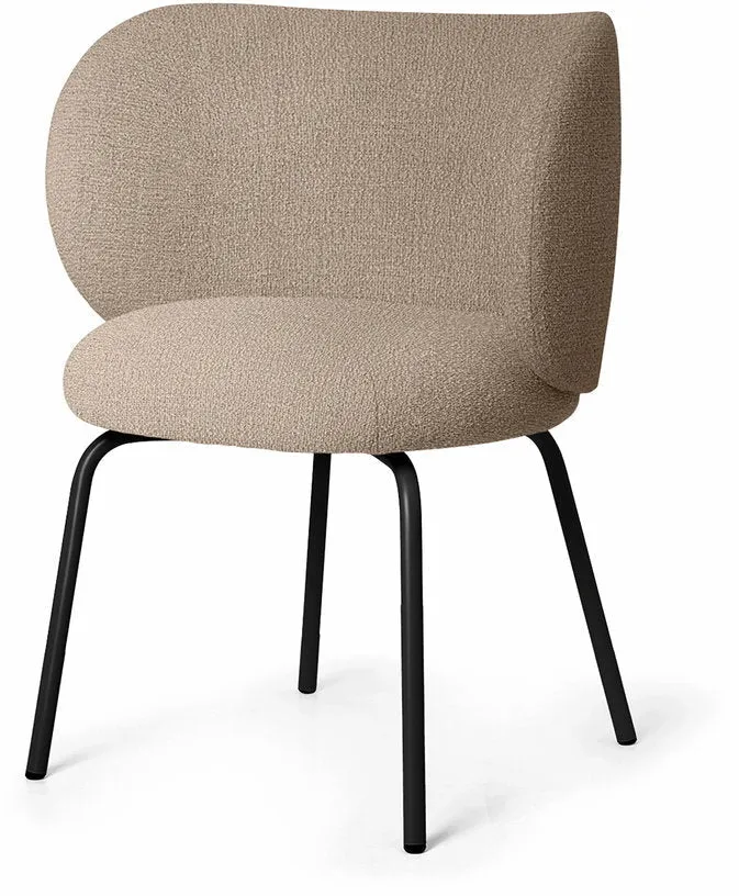Chaise en tissu bouclé beige sur pieds noirs 69 x 69 cm Rico - Ferm Living