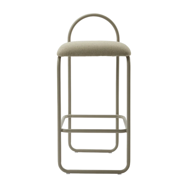 Chaise de bar en bouclé taupe 37 x 39 x 92 cm Angui - AYTM