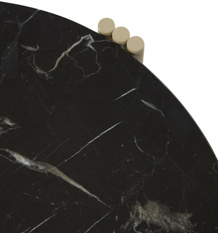 Table basse ronde en acier beige et marbre noir 45 x 80 cm Tribus - AYTM