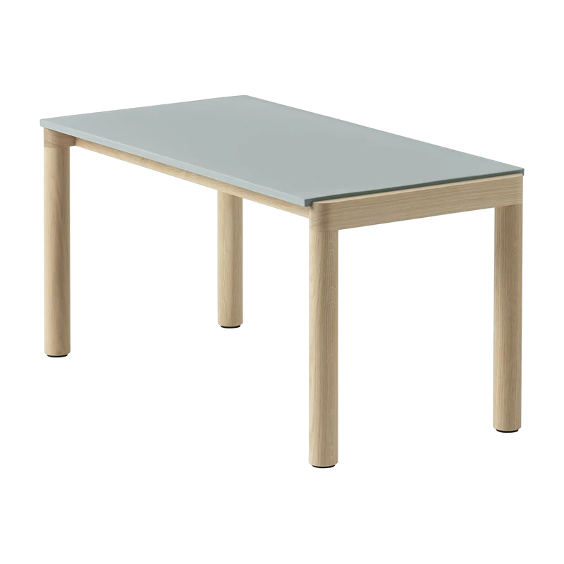 Table basse en grès bleu pâle lisse et chêne naturel 85 x 40 cm Couple - Muuto