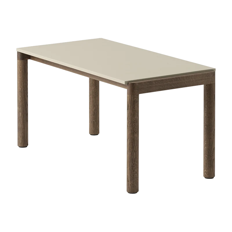 Table basse en grès beige sable lisse et chêne foncé 85 x 40 cm Couple - Muuto